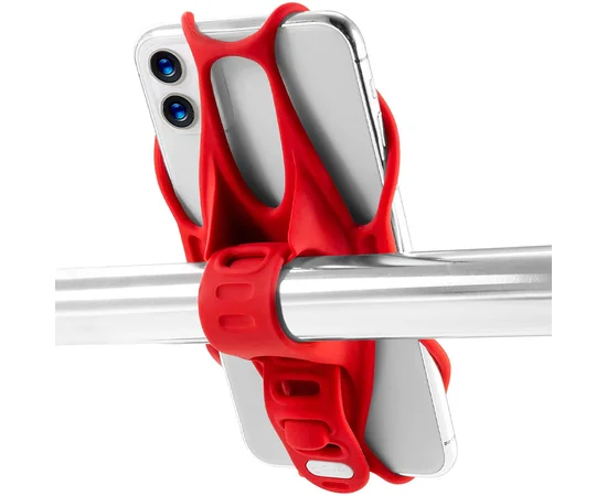 Велодержатель силиконовый для смартфонов от 4,3 до 6,3 дюйма Красный