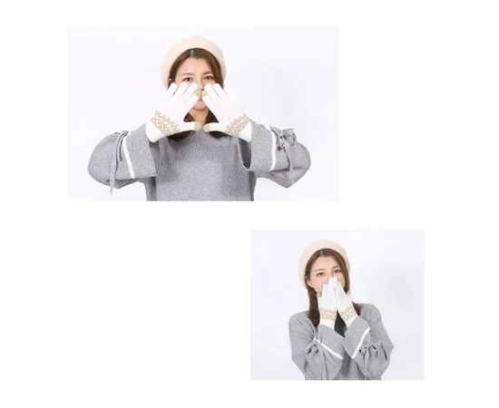 Перчатки сенсорные SHOU с узором Белый