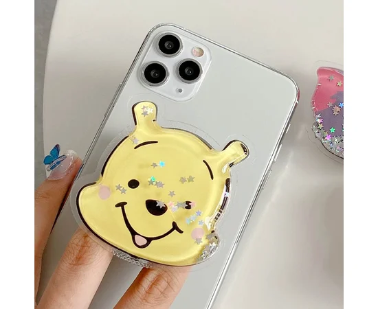 Держатель для телефона круглый (liquid shine) Винни Пух / Желтый