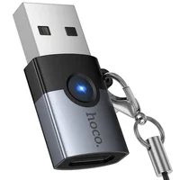 Переходник Hoco UA46B USB Male to Type-C Female USB3.0 Metal gray