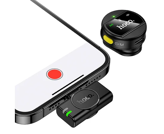 Петличный беспроводной микрофон Hoco L21 Charm Lightning Black