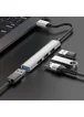 Переходник Hoco HB26 4in1 (USB to USB3.0+USB2.0*3) Silver