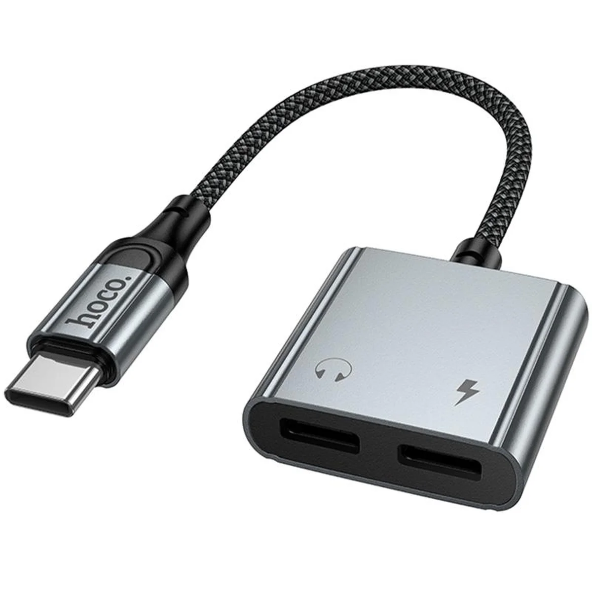 Переходник Hoco UPA34A Type-C to Type-C*2 Metal gray