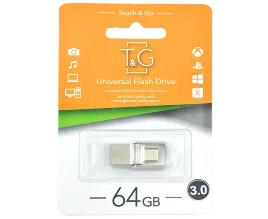 Флеш-драйв T&G 104 Metal series USB 3.0 - Type-C, 64GB Серебряный