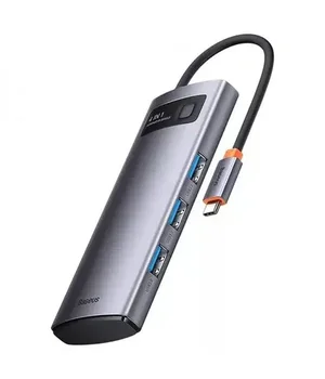 Перехідник HUB Baseus Metal Gleam Series 4-in-1 4xUSB3.0 (WKWG070013) Gray