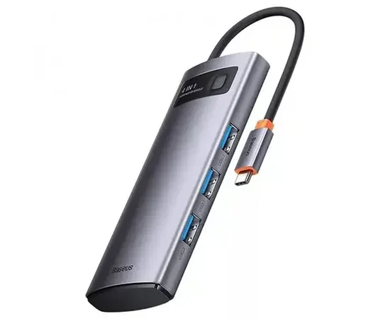 Перехідник HUB Baseus Metal Gleam Series 4-in-1 4xUSB3.0 (WKWG070013) Gray