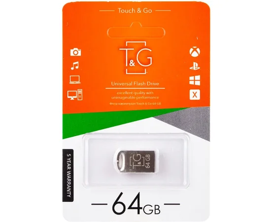 Флеш-драйв USB Flash Drive T&G 105 Metal Series 64GB Серебряный