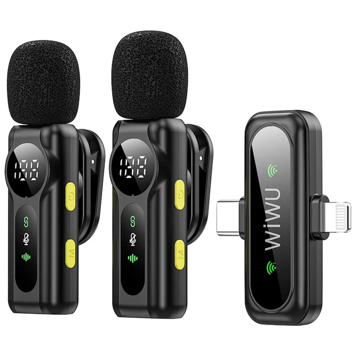 Петличный беспроводной микрофон WIWU WM007 Dual-mic (Lightning/Type-C) Black