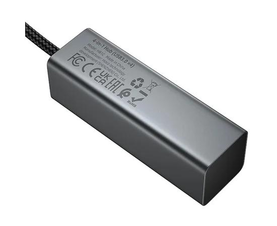 Переходник HUB Hoco HB1C 4in1 (Type-C to 4xUSB 3.0) (1m) Metal gray