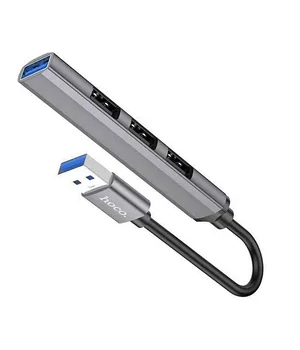 Перехідник Hoco HB26 4in1 (USB to USB3.0+USB2.0*3) Metal gray