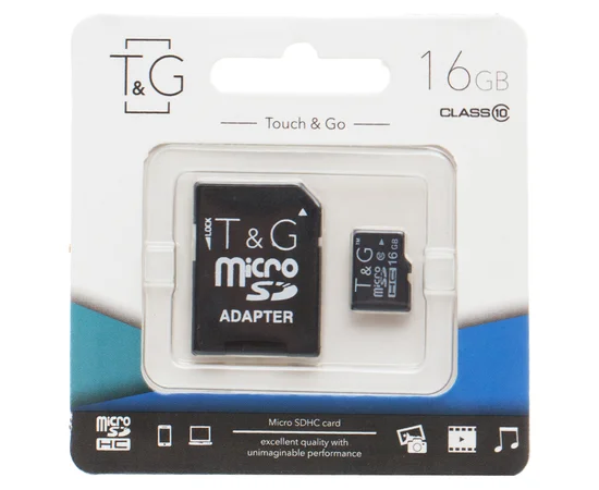 Карта памяти T&G microSDHC 16GB class 10 (с адаптером) Черный