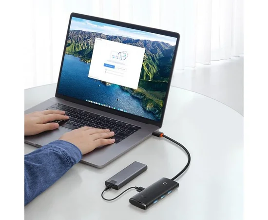 Переходник HUB Baseus Lite Series 4in1 (Type-C to 4xUSB 3.0) 1m (WKQX03) Black
