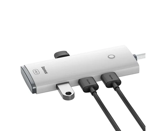 Переходник HUB Baseus Lite Series 4-Port USB-A HUB Adapter (USB-A to USB 3.0*4) 25cm (WKQX) Белый