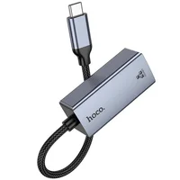Переходник Hoco UA37 Portable Type-C to RJ45 1000 Mbs (0.15m) Metal gray