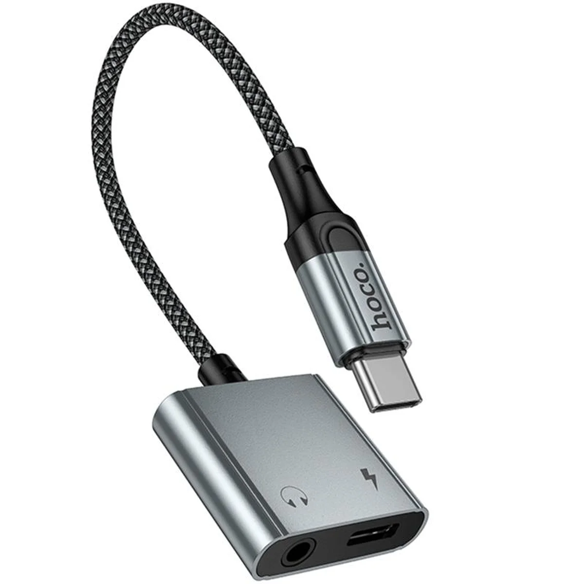 Переходник Hoco UPA34 Type-C to Type-C + 3.5mm Metal gray