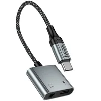 Переходник Hoco UPA34 Type-C to Type-C + 3.5mm Metal gray