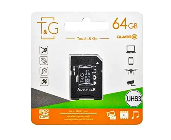 Карта памяти T&G microSDXC (UHS-3) 64 GB class 10 (с адаптером) Черный