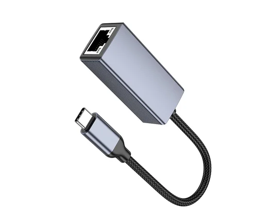 Интернет адаптер Hoco UA37 1000 Mbps (Type-C to RJ45) Metal gray