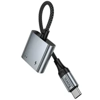 Переходник Hoco UPA34A Type-C to Type-C*2 Metal gray