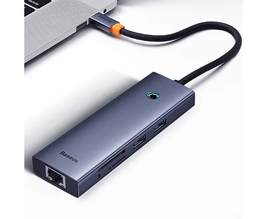 Переходник Baseus Hub UltraJoy 7-Port (Type-C to HDMI4K@60Hz+USB3.0*2+PD+SD/TF3.0+3.5mm) (B0005280) Slate Grey
