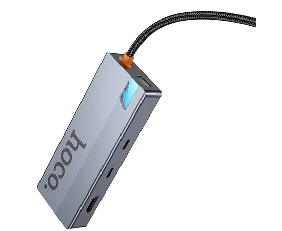Переходник HUB Hoco HB52 Wow 8in1 (Type-C to HDTV+RJ45+SD/TF+PD+Type-C3.0+2xUSB3.0) Deep space gray