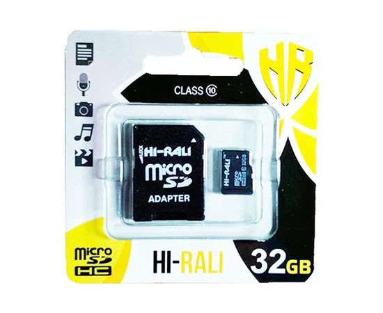 Карта памяти Hi-Rali microSDXC (UHS-3) 32 GB Card Class 10 с адаптером Черный