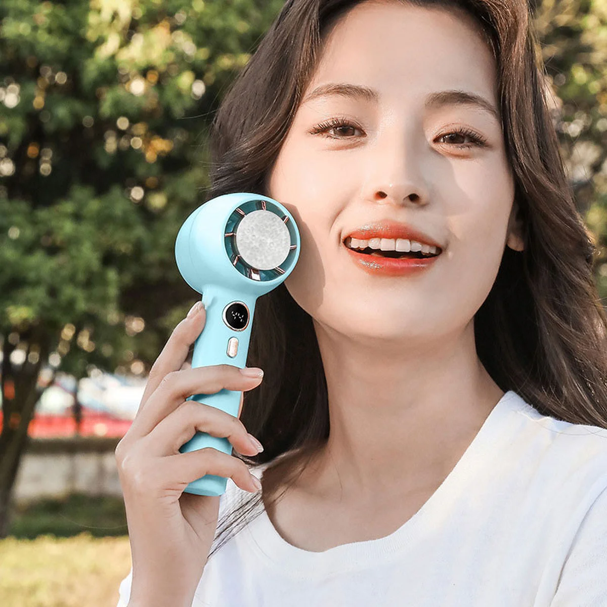 Портативный вентилятор YL007 with Display с подставкой для телефона 2000mAh Blue