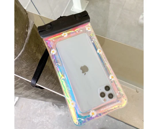 Водонепроницаемый универсальный чехол 6,5 (Girl series) Ромашки/Черный