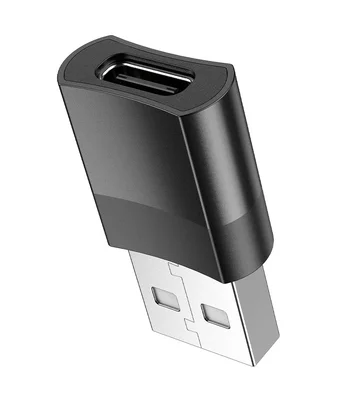 Переходник Hoco UA17 USB Male to Type-C Female USB2.0 Черный