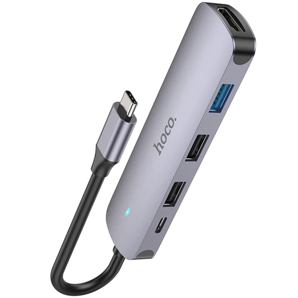 Переходник HUB Hoco HB27 10-Port (Type-C to HDTV+USB3.0+PD+2xUSB2.0) Metal gray