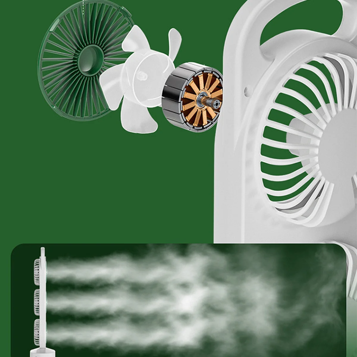 Настільний вентилятор Three Head Fan 1200 mAh Green