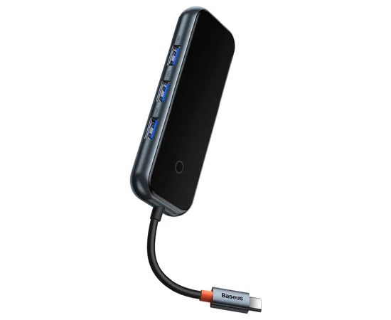 Перехідник Baseus Hub AcmeJoy 4-Port Type-C (USB3.0*3+Type-C PD&Data*1) (WKJZ) Dark Gray