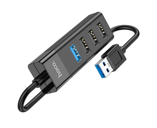 Переходник Hoco HB25 Easy mix 4in1 (USB to USB3.0+USB2.0*3) Черный