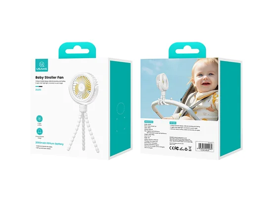 Портативный вентилятор Usams ZB289 Baby Stroller fan 2000mAh White