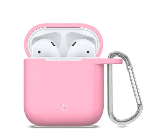 Силиконовый футляр с карабином для наушников AirPods Розовый / Pink