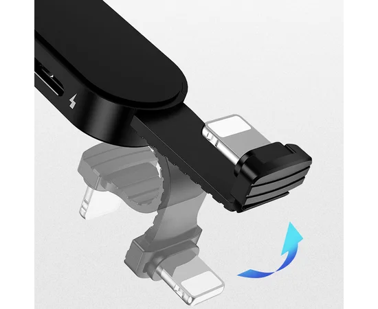 Переходник Usams US-SJ358 AU10 Lightning to 3.5mm + Lightning, LED light Черный