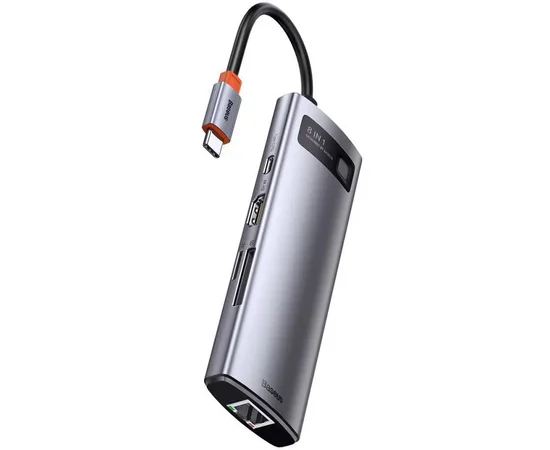 Переходник HUB Baseus Metal Gleam Series 8-in-1 Multifunctional Type-C (CAHUB-CV0G) Gray