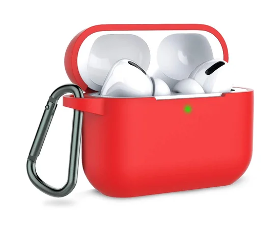Силиконовый футляр с карабином для наушников AirPods Pro Красный / Red