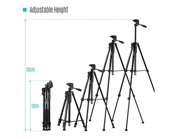 Штатив TR 3366 (съемная площадка, держатель, 50-140см, до 3кг) Черный