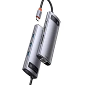 Переходник HUB Baseus Metal Gleam Series 7-Port (Type-C to HDMI+USB3.0*3+PD+RJ45) (B0003070) Station Gray
