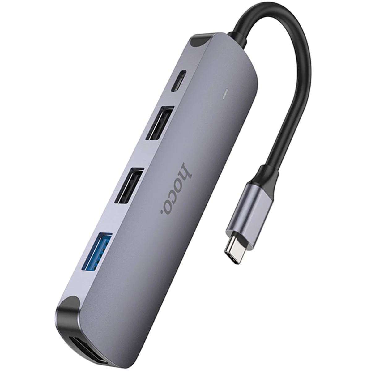 Переходник HUB Hoco HB27 10-Port (Type-C to HDTV+USB3.0+PD+2xUSB2.0) Metal gray