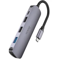Переходник HUB Hoco HB27 10-Port (Type-C to HDTV+USB3.0+PD+2xUSB2.0) Metal gray