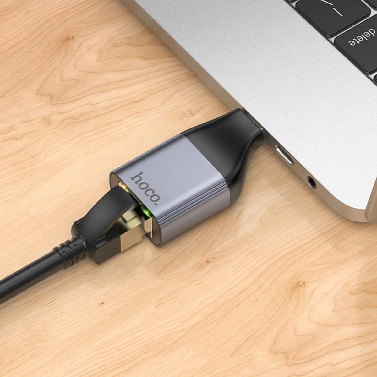 Переходник Hoco UA35 Type-C to RJ45 Metal grey