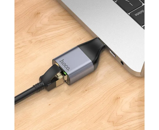 Переходник Hoco UA35 Type-C to RJ45 Metal grey