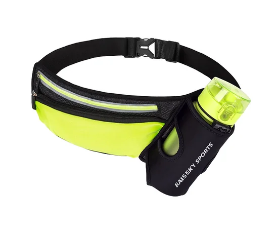 Спортивная сумка на пояс Haissky с карманом для бутылки Зеленый