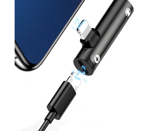 Переходник Usams US-SJ276 AU07 Lightning to Aux 3.5mm Черный