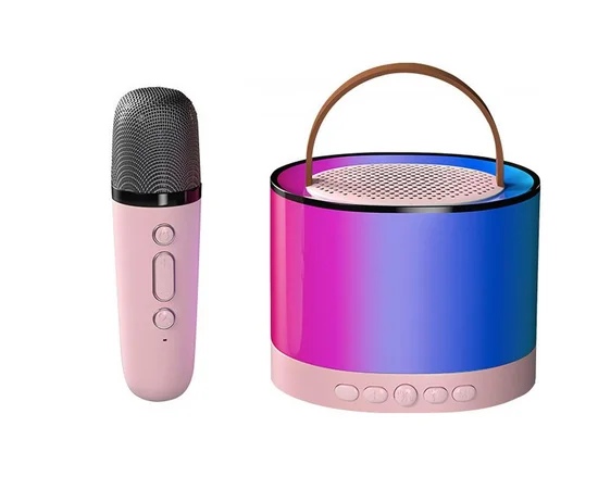 Караоке Микрофон-колонка K52 + один микрофон Pink