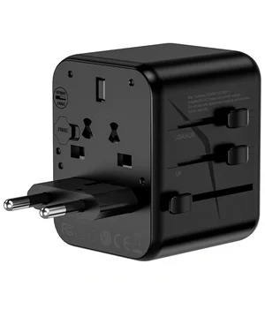 Сетевой универсальный переходник WIWU UA012 Warrior 12W + 1USB-A/1C Black