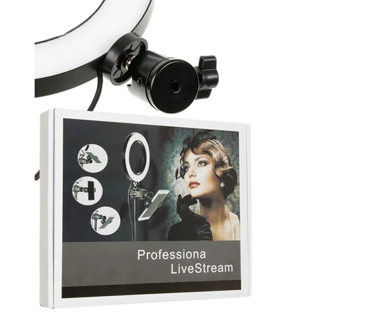 Кольцевая лампа LiveStream 16см без держателя, на треноге Черный