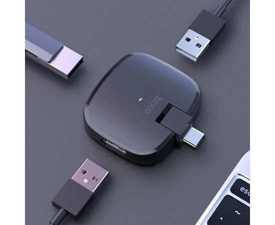 Переходник HUB Hoco HB11 Type-C to 3 USB Черный